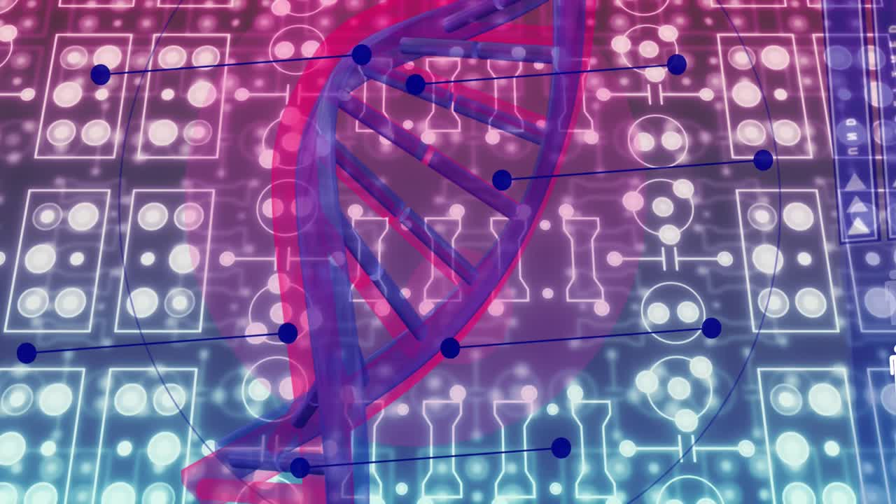 animación de la cadena de adn sobre las manchas