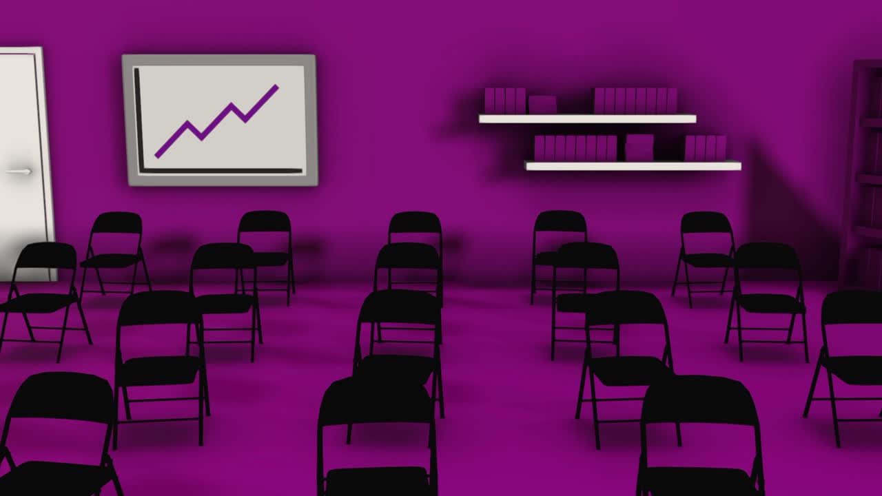 sala de reuniones vacía con pizarra blanca