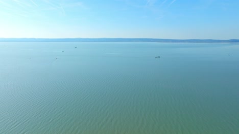 Panoramic-Aerial-View-Of-Lake-Neusiedl-With-Sailboats-In-Burgenland,-Austria