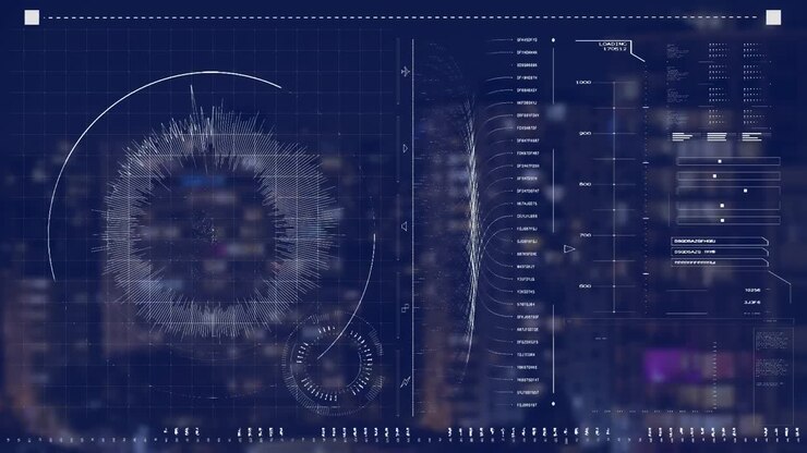 Data processing on blue background