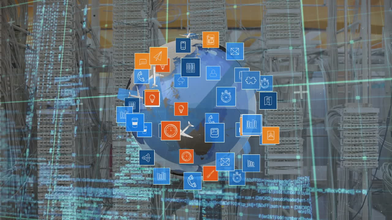 iconos de globos y aplicaciones digitales