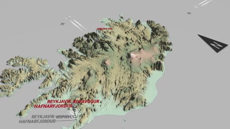 mapa del terreno en 3d de islandia