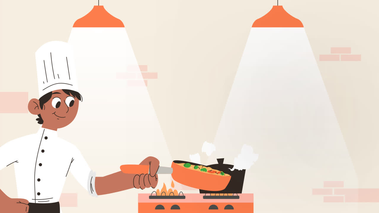 평평한 국제 요리사 날 수평 배너 템플릿의 모션 그래픽