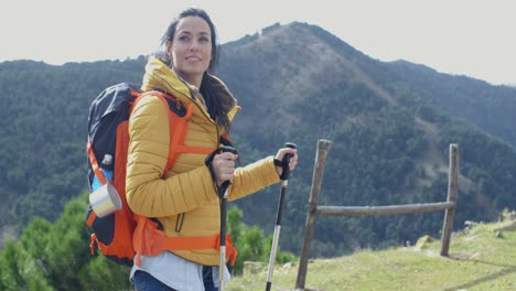 Attractive-young-woman-out-backpacking