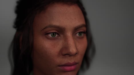 Portrait-of-curly-brunette-dark-skinned-woman