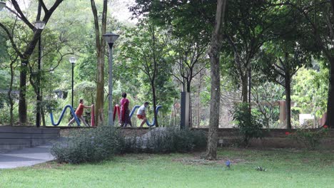 park scene with children and adults