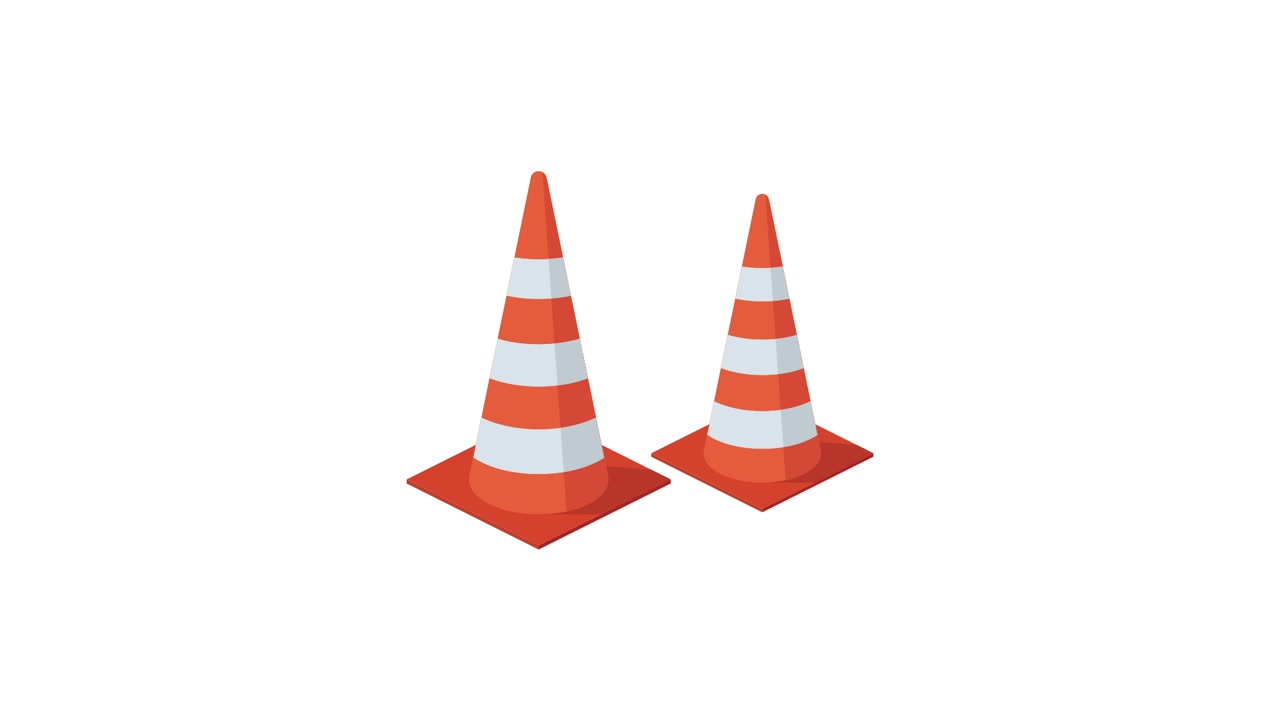Animated Isometric Traffic Cones Appearing and Disappearing