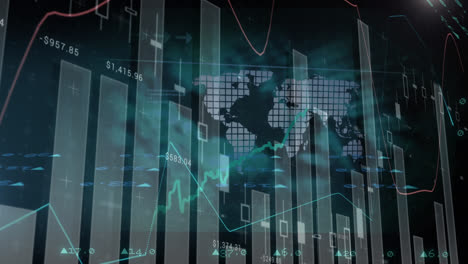 animation of financial data processing over black background