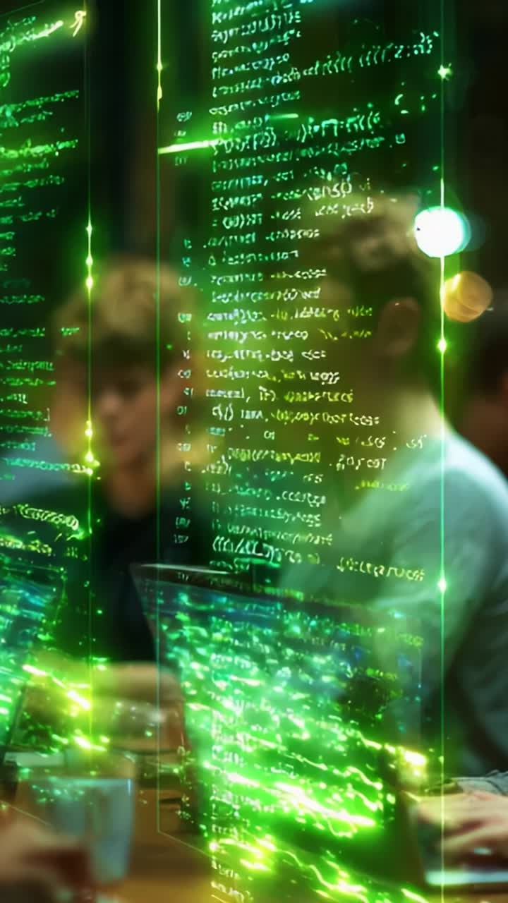 Dynamic Representation of Coding Innovation: Glowing Data Streams and Focused Programmers Engaged in Data Analysis and Software Development in a Modern Workspace Environment