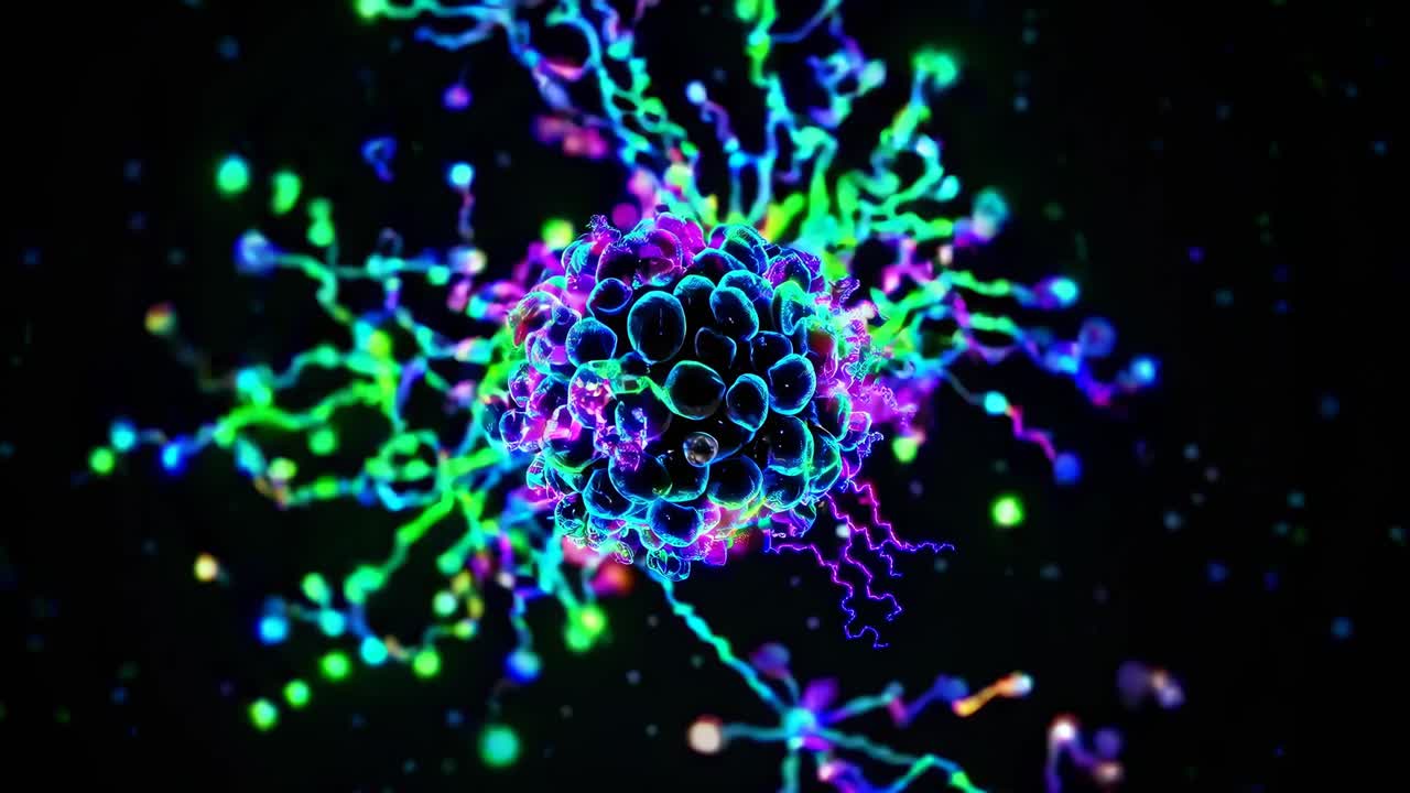 다채로운 3d 분자 구조 일러스트레이션