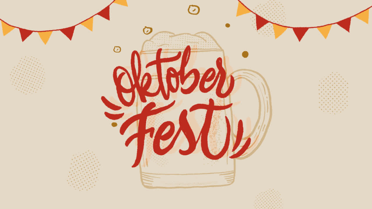 una animación de la clásica composición del oktoberfest dibujada a mano