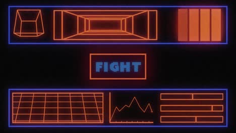 animación pantalla de videojuegos vintage con la lucha de palabras escrita