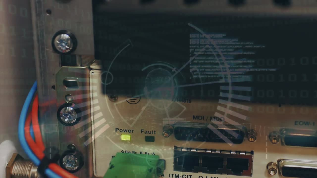 animación del procesamiento digital de datos en el panel de control