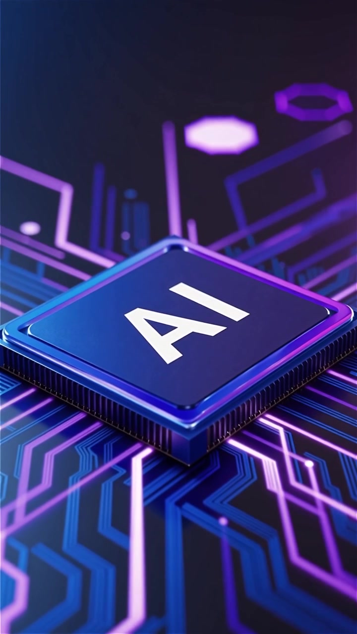 Futuristic AI Chip Motherboard Technology Background