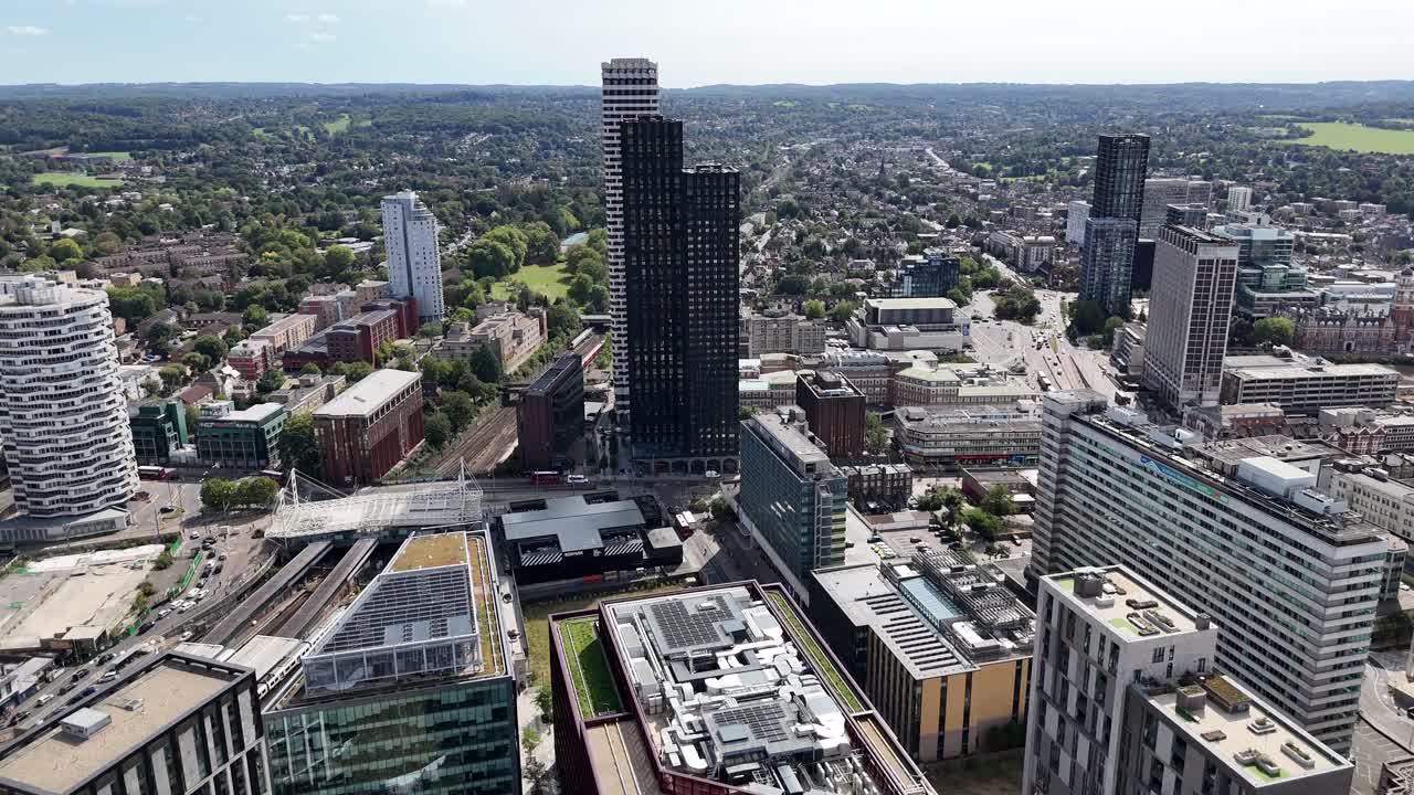 High Rise bulidings Croydon town centre south London UK drone,aerial