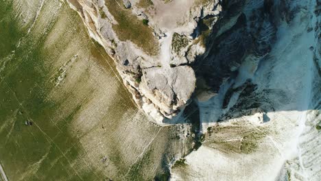 aerial view of a rocky cliff face