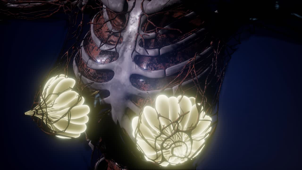 눈에 보이는 빛을 가진 인간의 몸 유방선