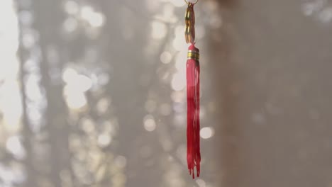 Animation-of-chinese-traditional-decorations-with-glowing-lights-on-grey-background