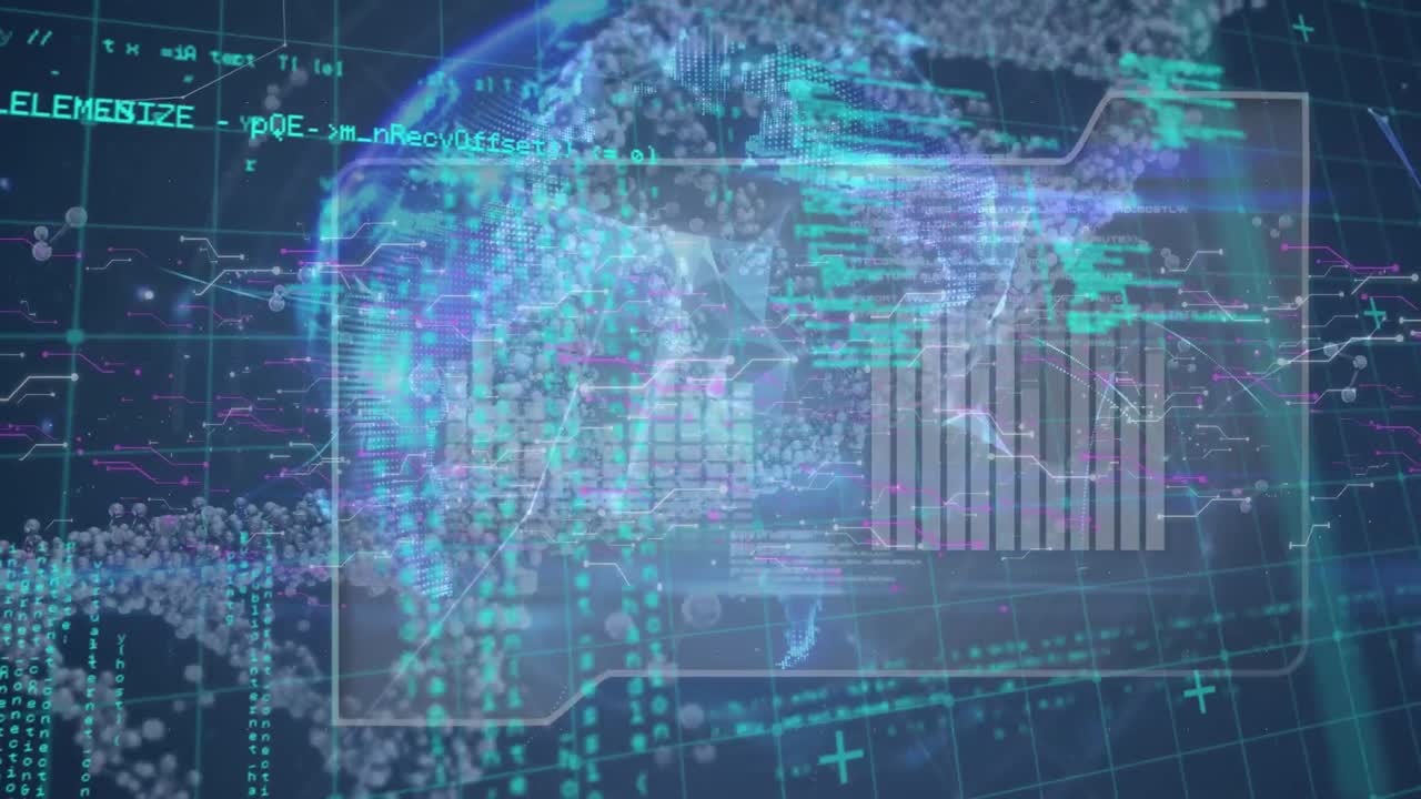 회전하는 dna 헬릭스와 컴퓨터 을 통해 디지털 데이터 처리의 애니메이션