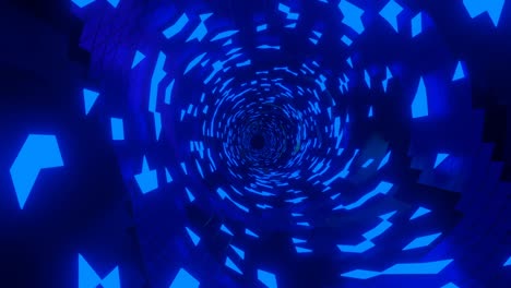 abstract glowing blue neon tunnel