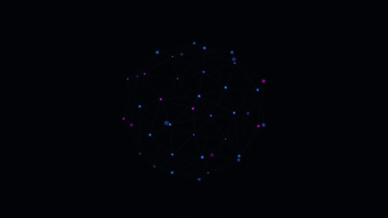 Rotating Abstract Network Sphere with Glowing Nodes