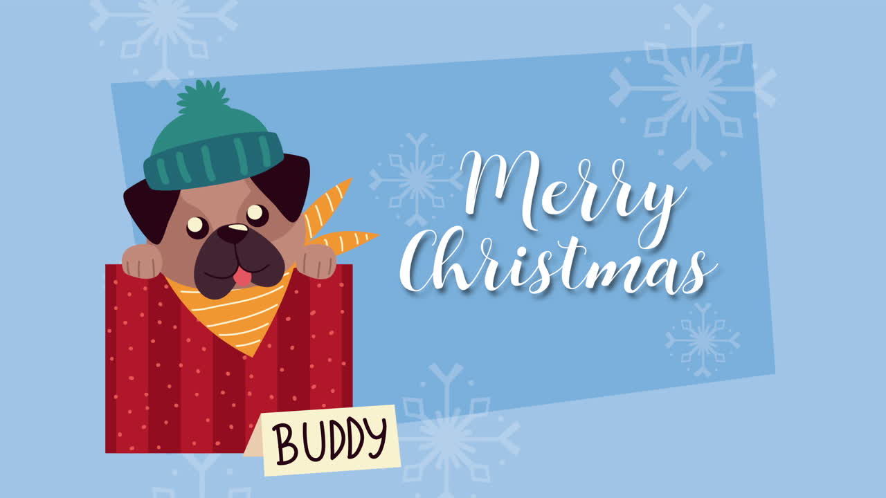 크리스마스 의상 과 글자 로 선물 된 귀여운 작은 개