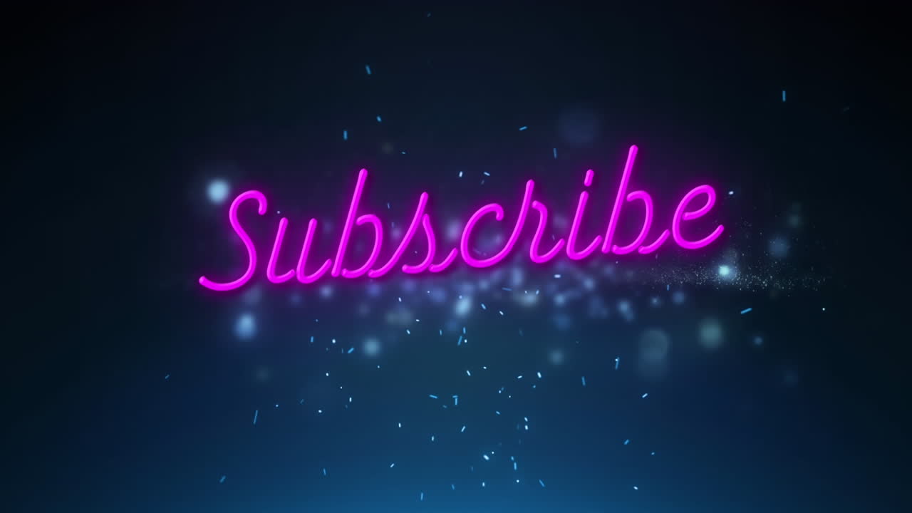 Animation of subscribe over dots blinking on navy background