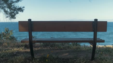 empty bench along windy coastline