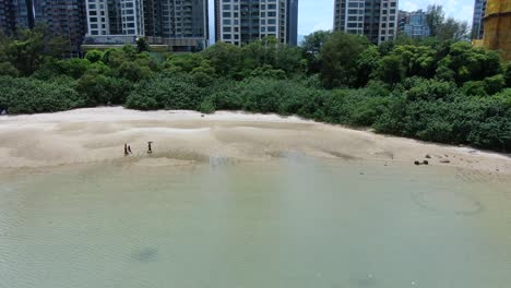 aerial view of starfish bay coastline in ma on shan, hong kong