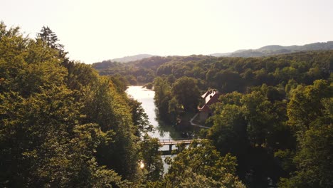 picturesque 4k drone footage of castle otočec in beautiful sunny light