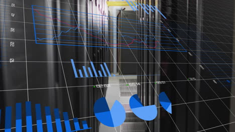 animación de las estadísticas y procesamiento de datos digitales a través de servidores informáticos