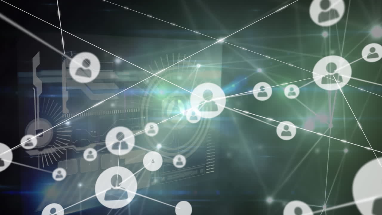 검은 바탕 위의 연결 네트워크의 애니메이션