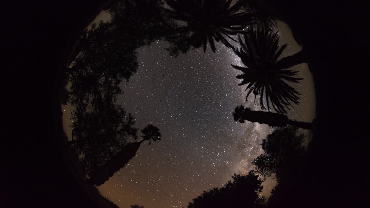 360 all-sky night timelapse taken in Namibia with beautiful Milky Way arc crossing the zenith.