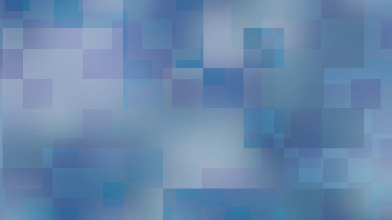 Loopable blue geometric pixelated mosaic background animation, layered translucent squares, soft modern digital technology concept