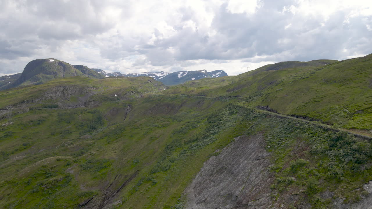 Abandoned old mountain pass on the slope of Vika Mountain, Norway
