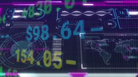 animación del procesamiento de datos sobre un fondo azul