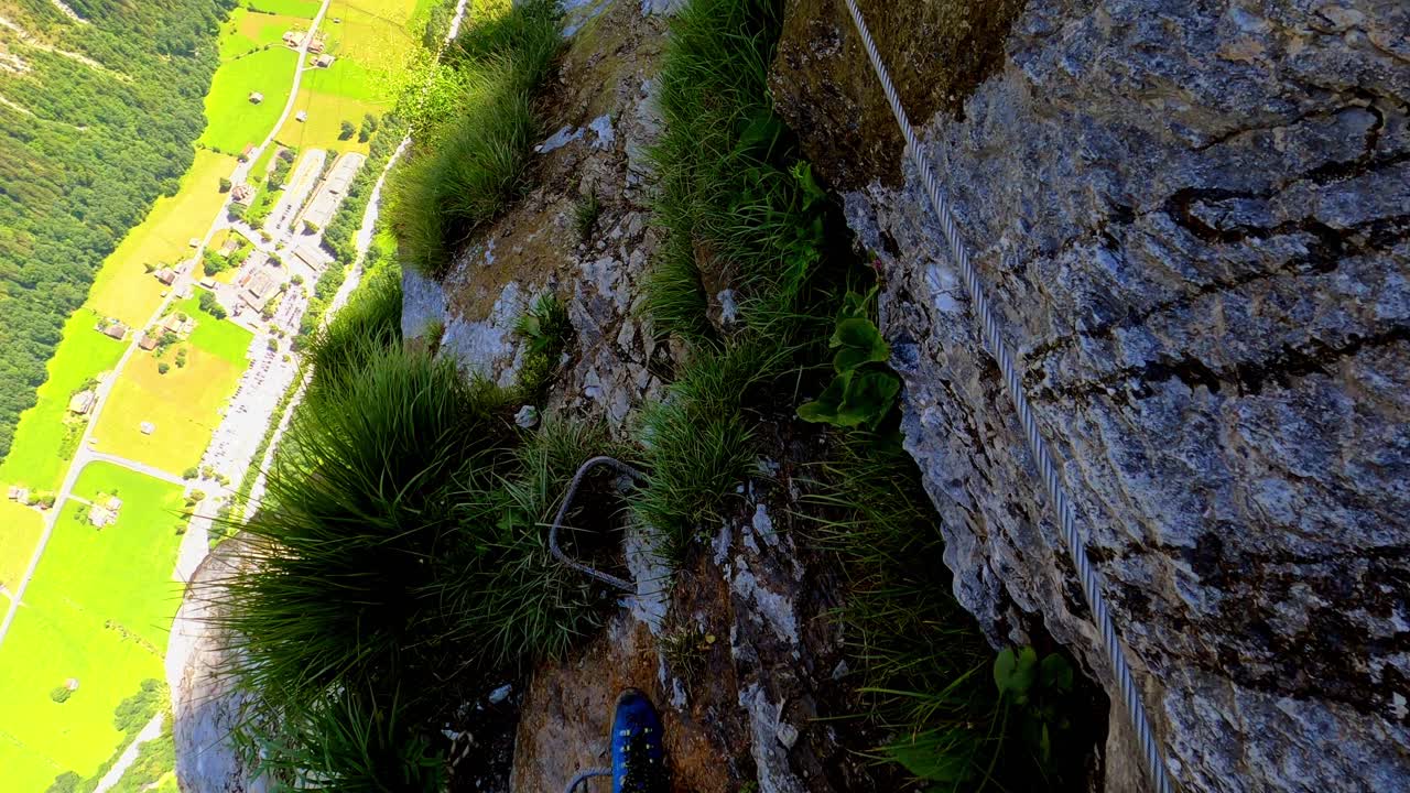 You see through the eyes of the man climbing at an altitude of 800m