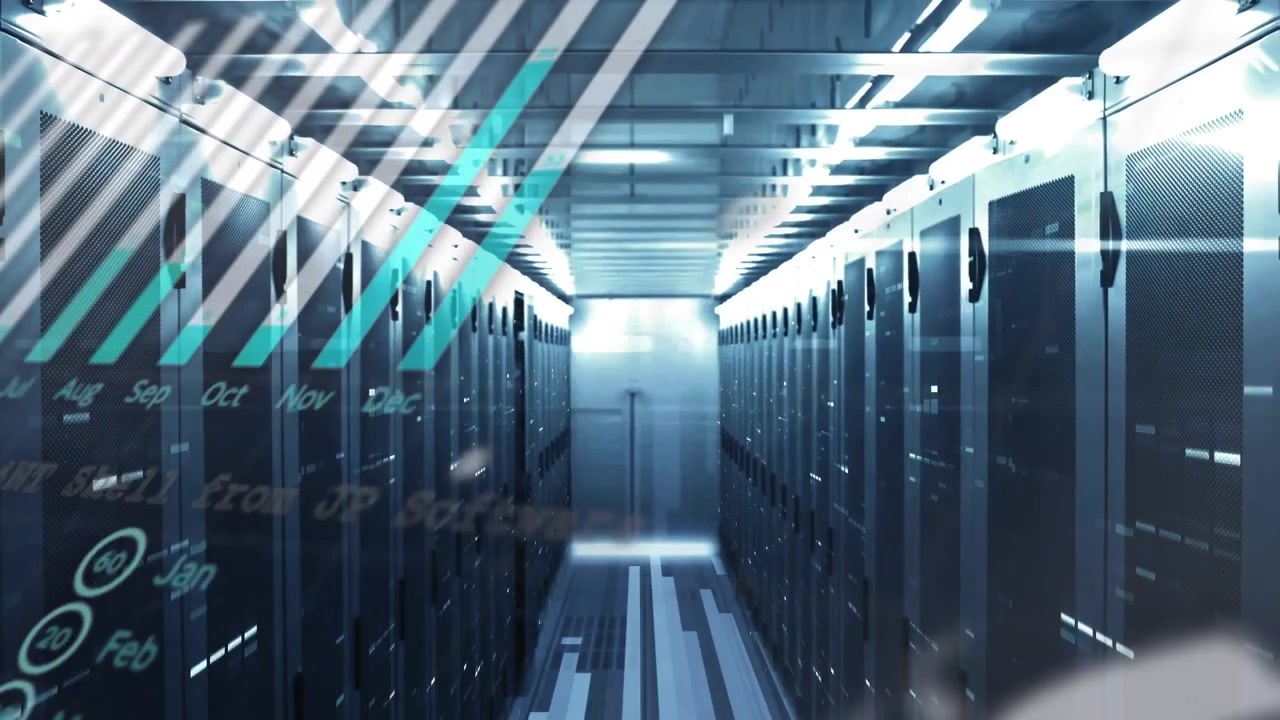Animation of data processing over server room