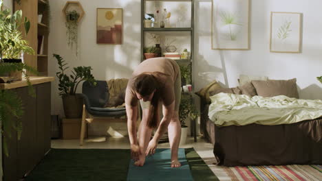 plus size woman stretching
