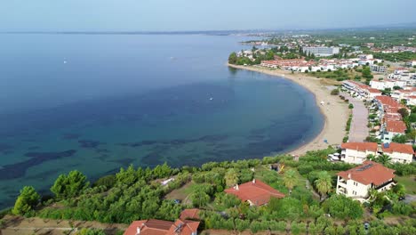 daytime drone footage of gerakini beach in yerakini, halkidiki, greece, providing a mesmerizing 4k view