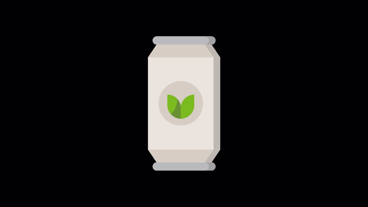 Animated Beverage Can with Green Leaf Logo