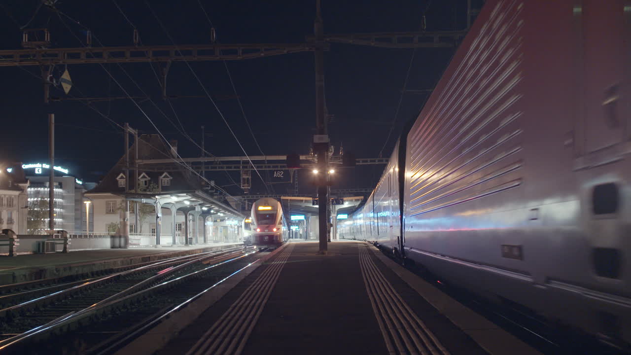 Train departure early morning switzerland