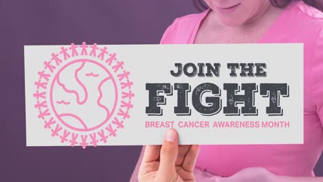 Animation-of-breast-cancer-awareness-text-over-caucasian-woman