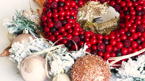 holiday wreath, tree, christmas, new year. wreath of red berries