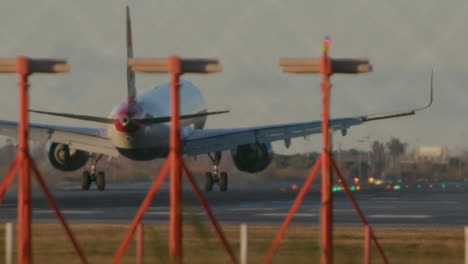 airplane landing on runway