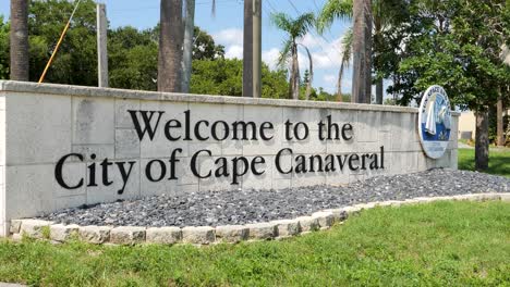 welcome to the city of cape canaveral. welcome sign for the city of cape canaveral, florida.sun, space and sea