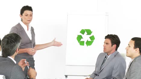 female executive presenting the concept of recycling