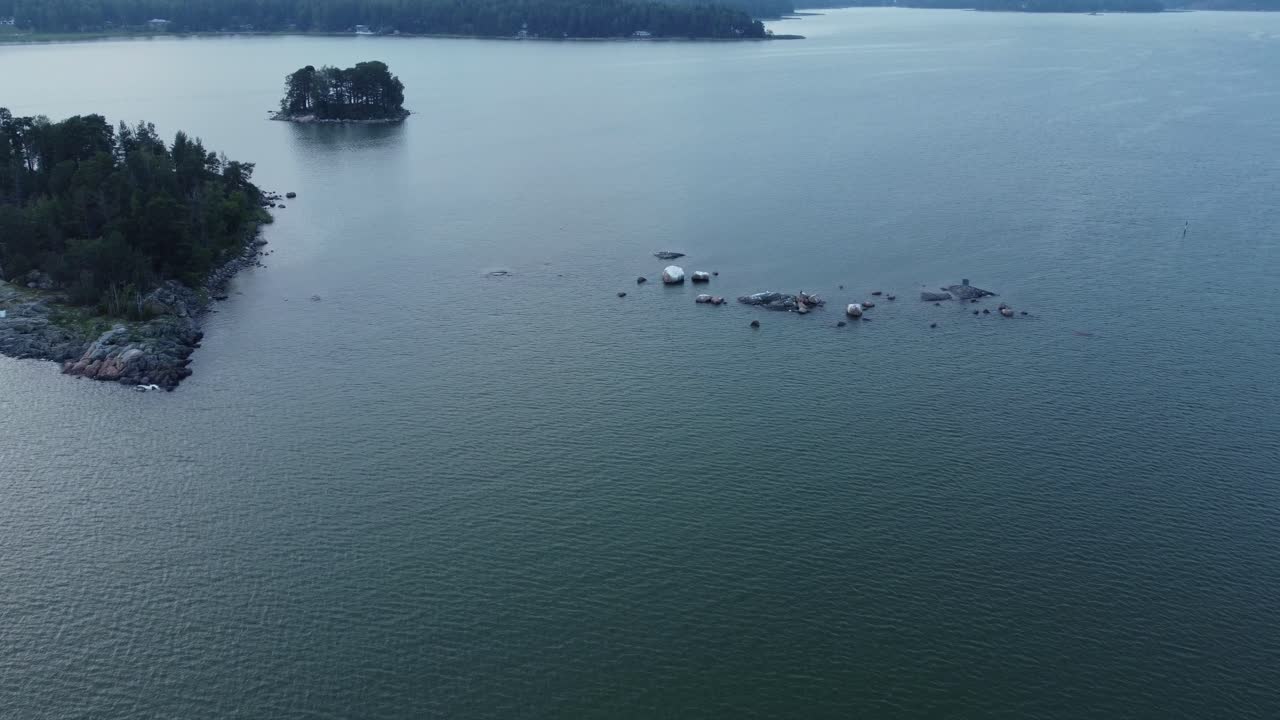 Aerial view of islands in a lake