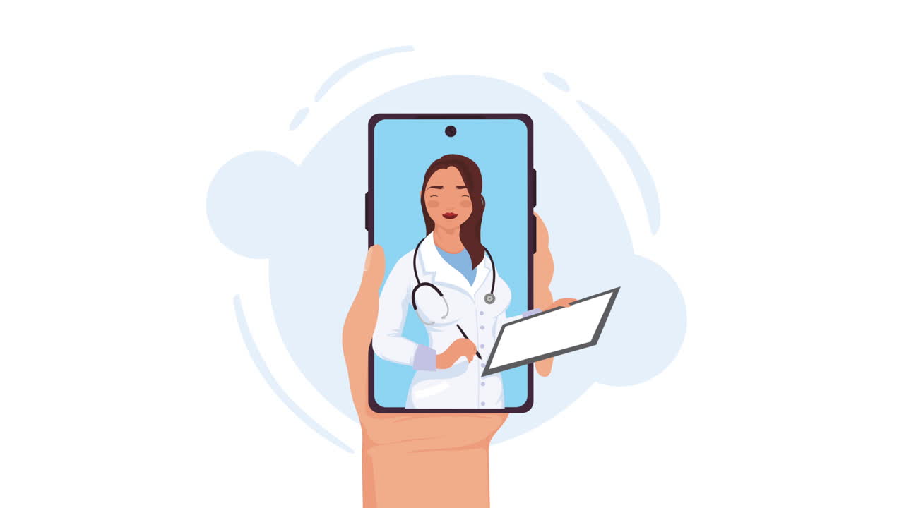 Doctor online in smartphone animation | Premium Stock Video Footage