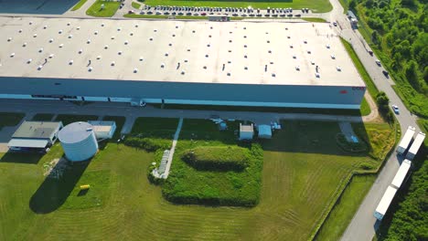 aerial view of warehouse storages or industrial factory or logistics center from above